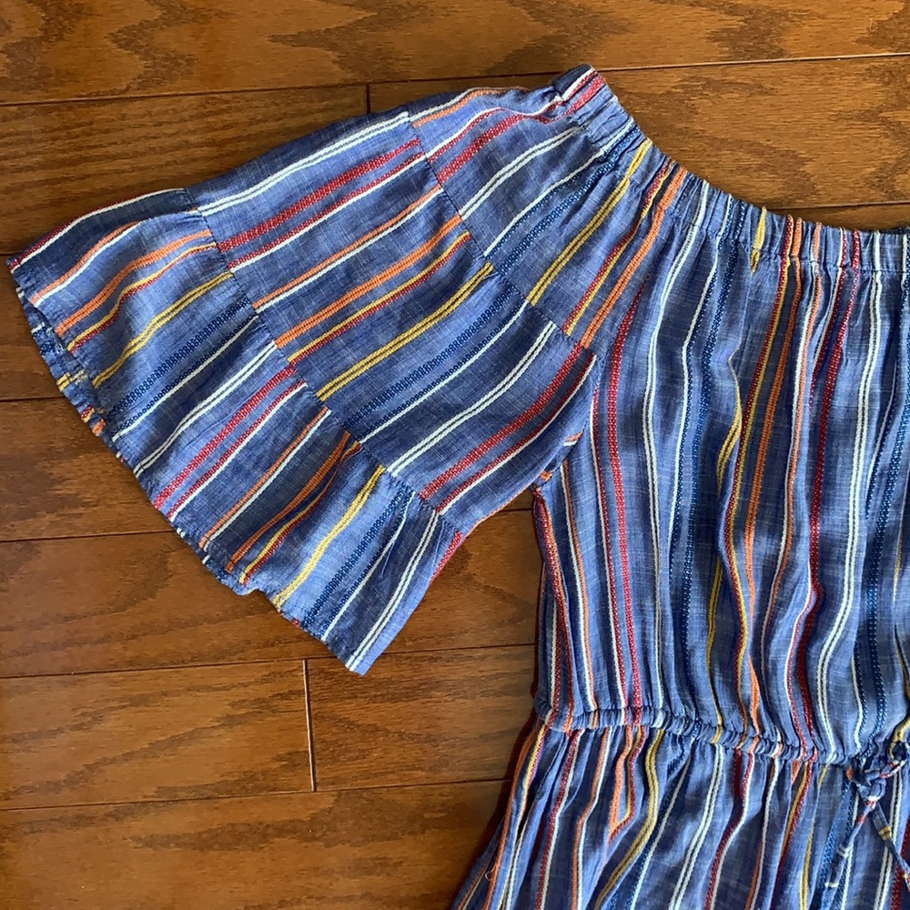 Spiaggia Dolce NWOT Striped Boho Off the Shoulder Dress High Low Hem Size Large - Picture 7 of 16
